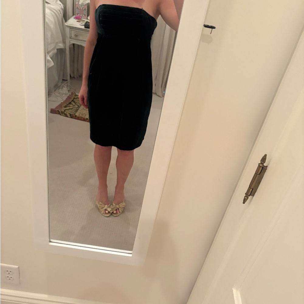 Elegant Dark Green Velvet Strapless Dress